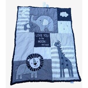 NOJO Baby Comforter Quilt Blanket LoveYou To The Moon Back Lion Elephant Giraffe